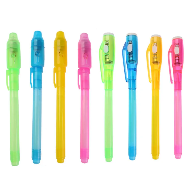 Uv Onzichtbare Markeerstift 2 In 1 Paars Led Geld Inspectie Pen Creatieve Ultraviolet Magic Inkt Lamp Pen