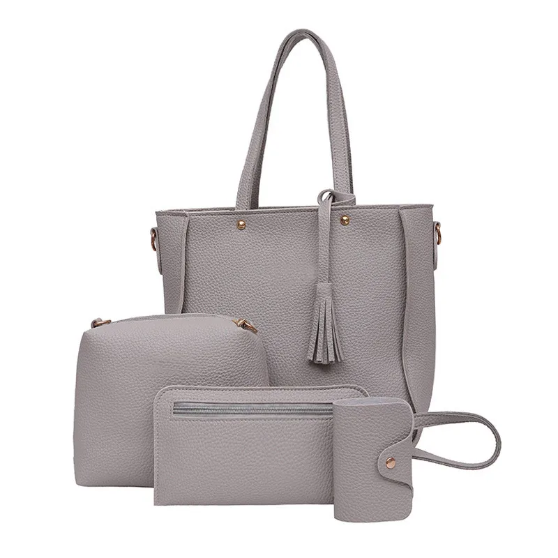 4 sztuk/zestaw moda kobiety Messenger torby rozpinane frędzle skórzana torebka o jednolitym kolorze panie dziewczyny torebka torba na ramię UND Sale