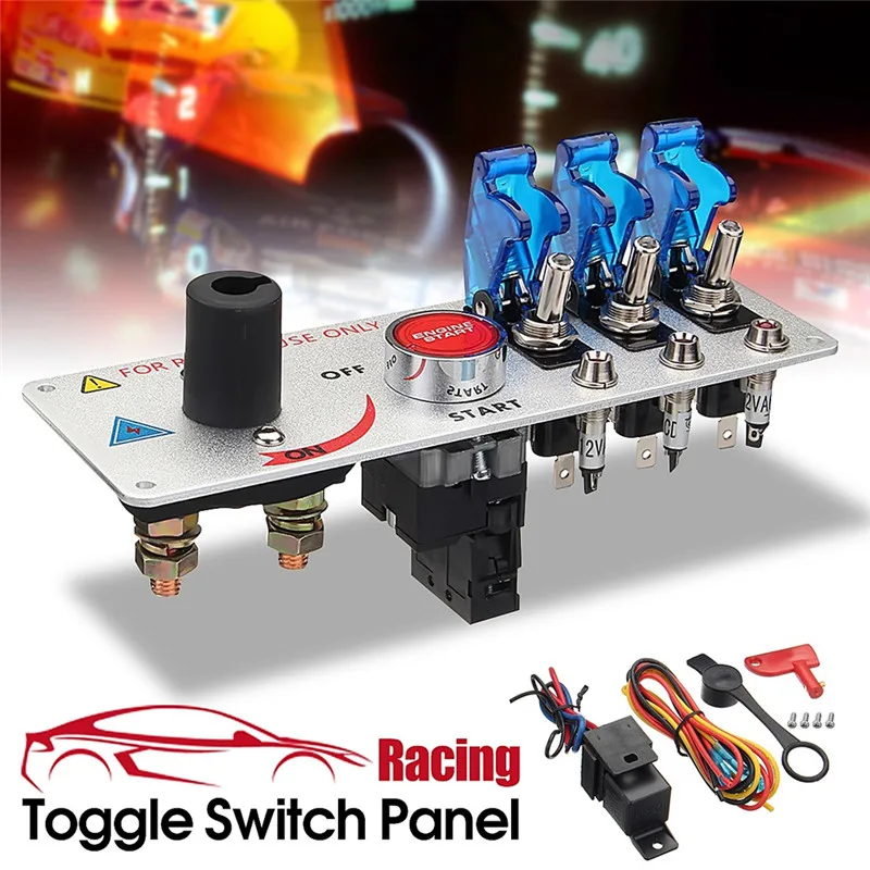 New 12V Auto LED Toggle Ignition Switch Panel High Quality Durable Strong Convenient Racing Car Engine Start Push Set Kit#294386