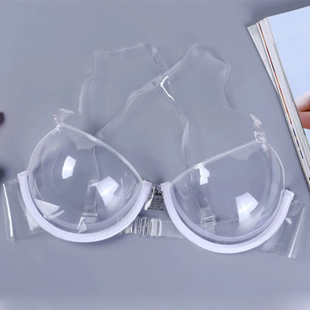 Transparent Bra Invisible Strap Plastic 3/4 Cup Push Up Bra Ultra-thin Strap Bra Disposable Underwear sezy see through TPU & Bra