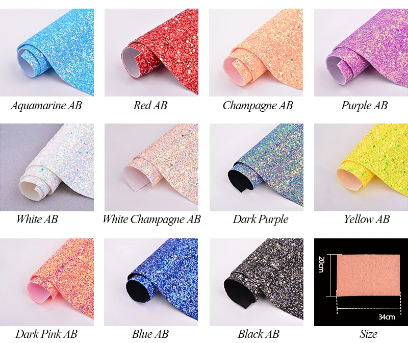 JUNAO 20x34cm Sewing Glitter AB Artificial Leather Trim Synthetic Sequins Fabric Paillette Fake Leather Jewelry Material for DIY