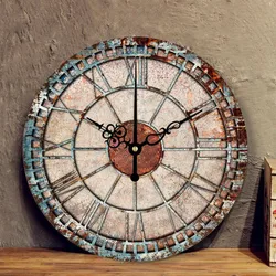 Nordic Retro Wall Clock Modern Shabby Style Chic Mechanism Watch Hanging Vintage Rust Decor Round Giant Clocks Living Room Home