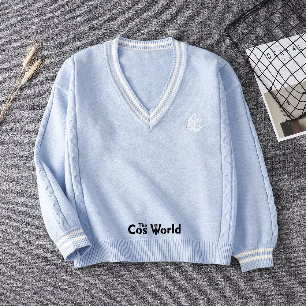 [Yue Sui Zhong] Autumn Winter Long Sleeve Knit Tops Pullovers V Neck Sweaters For JK School Uniform Student Clothes