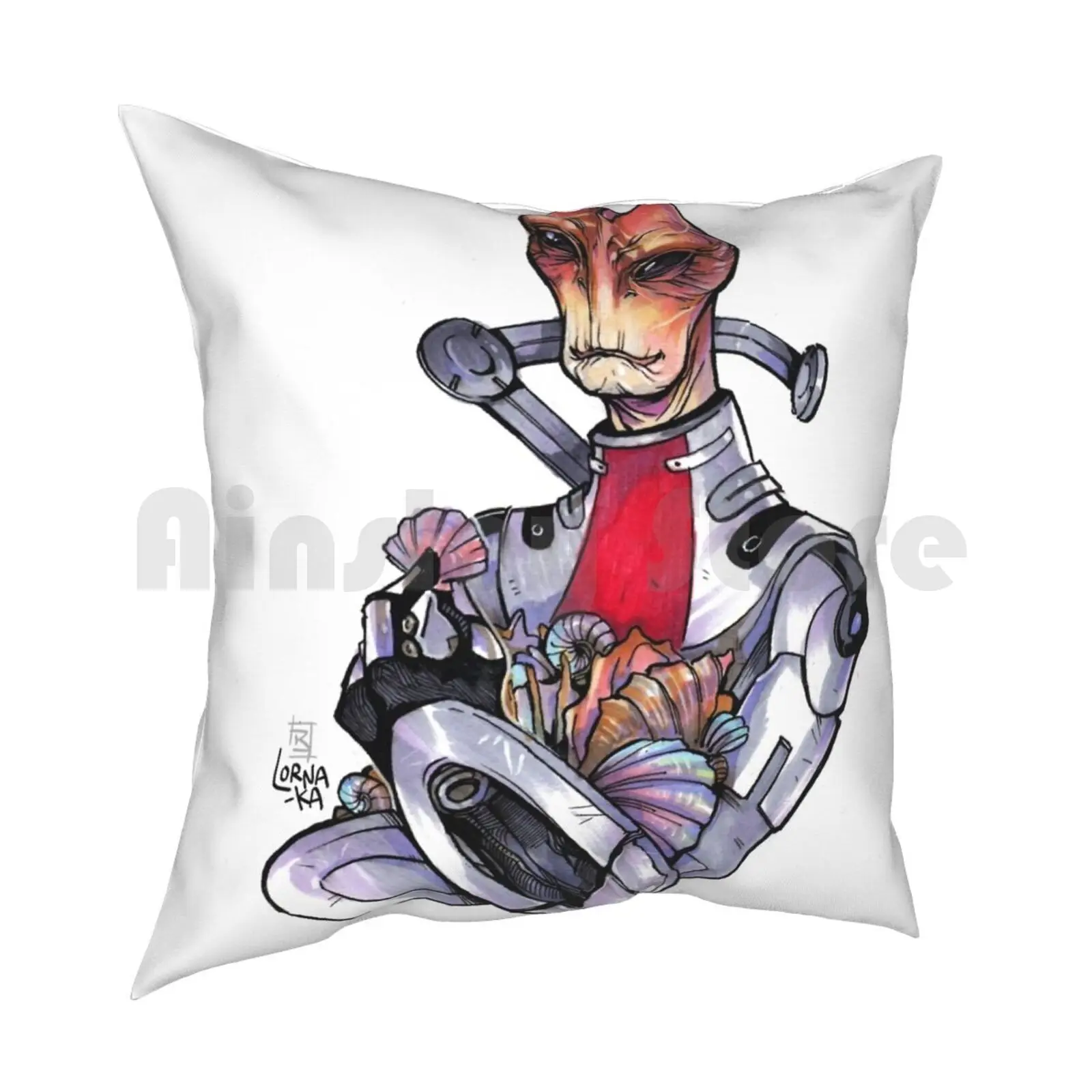 Mass Effect-Mordin Pillow Case Printed Home Soft Throw Pillow Mass Effect Mordin Solus Copics Copic Video Games