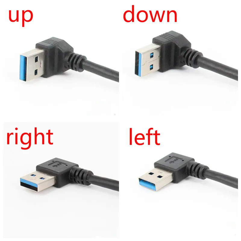 Kabel ekstensi USB 3.0 kanan/kiri/atas/bawah, kabel ekstensi 90 derajat pria ke wanita, kabel adaptor USB, kabel ekstensi