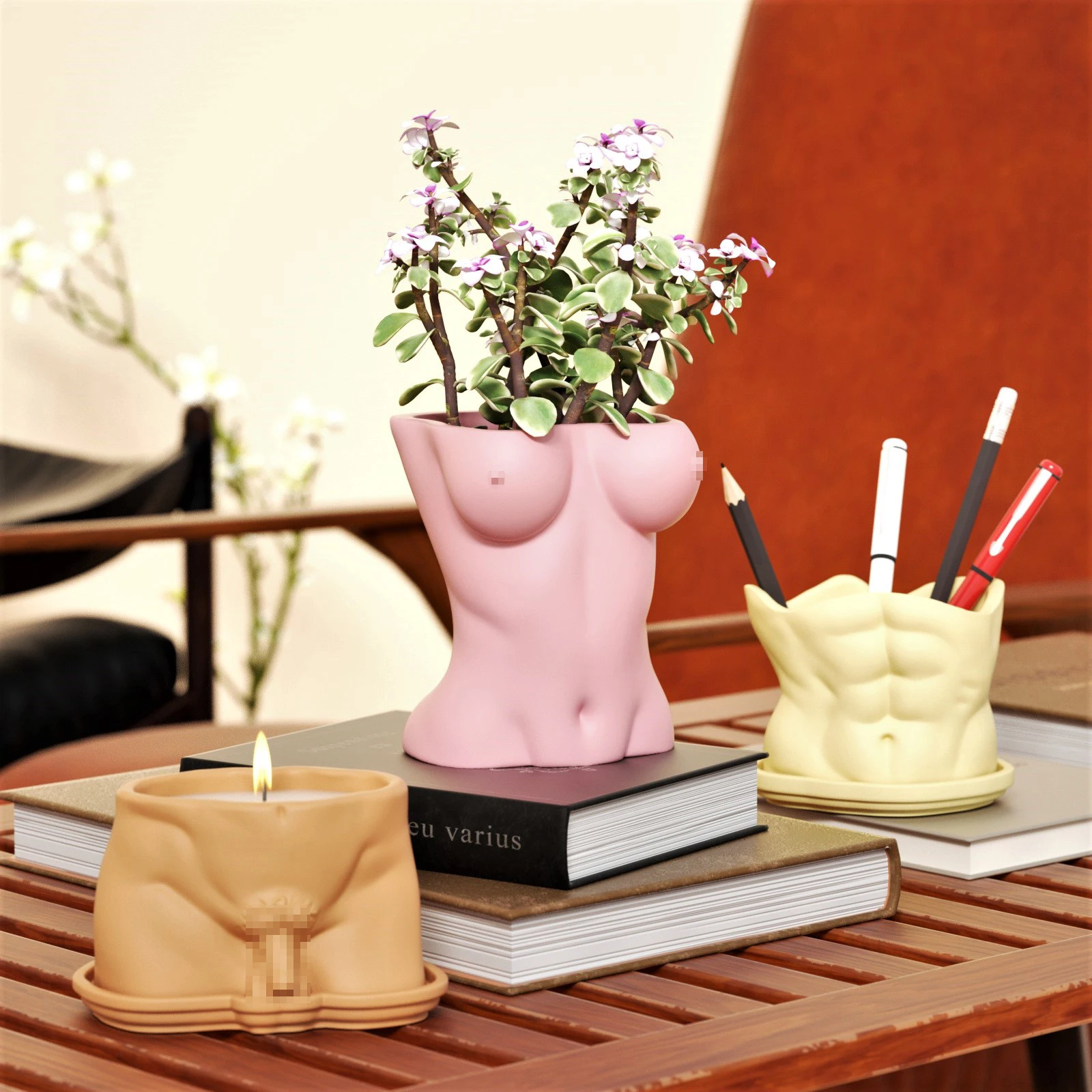 

Silicone Mold for Concrete Planter 3D Cement Body Art Flower Pot Mould Handmade Decor Vase Making Tool