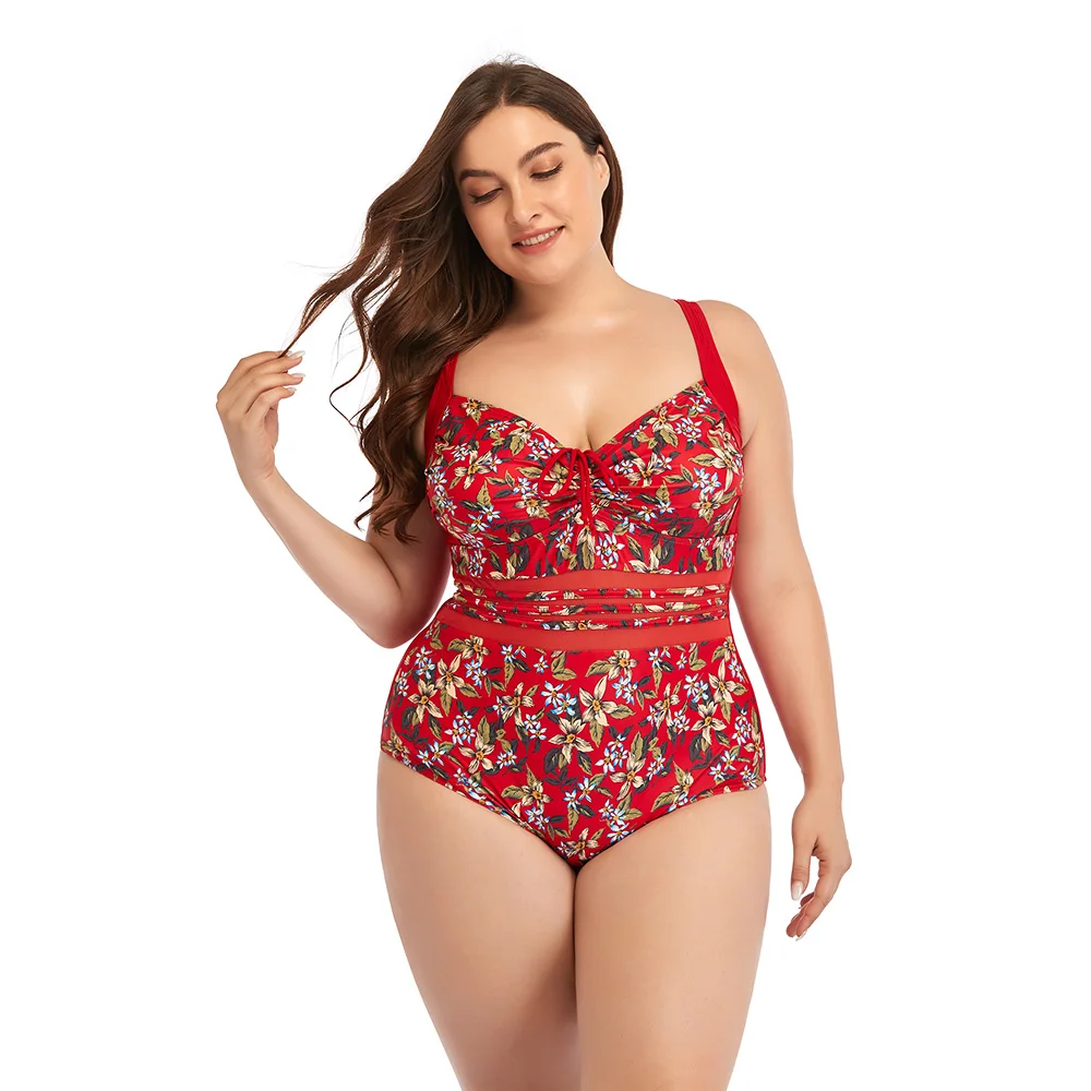 Sexy One-piece Large Size Swimwear With Push Up Women Plus Size Swimsuit Closed Body Female Bathing Suit For Pool Beach Wear