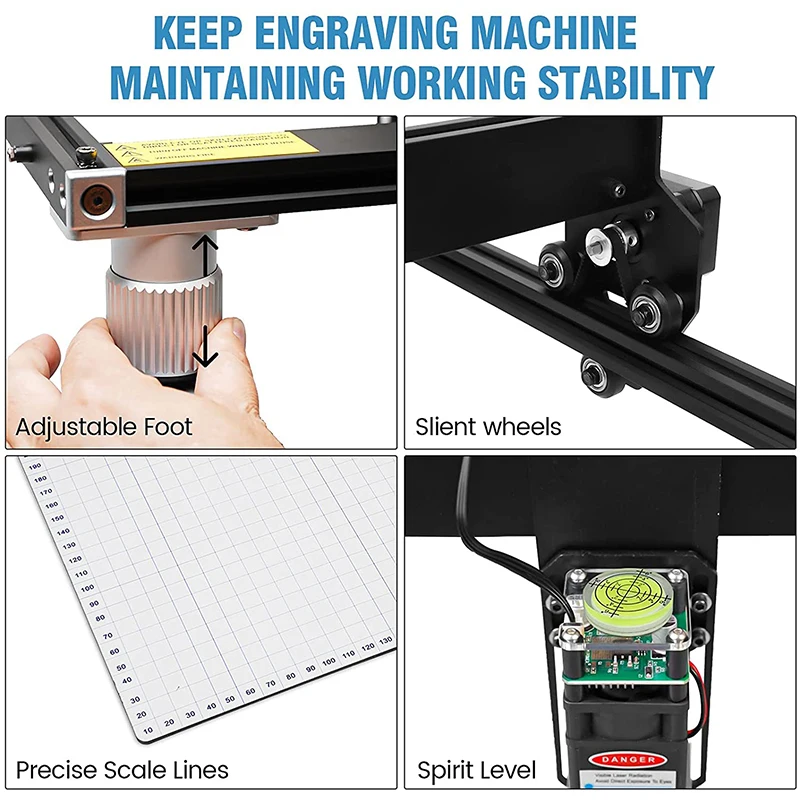 Grabador láser de 20W, máquina cortadora de grabado láser, máquina de enfoque fijo preciso mejorada, área de trabajo de 400x400mm