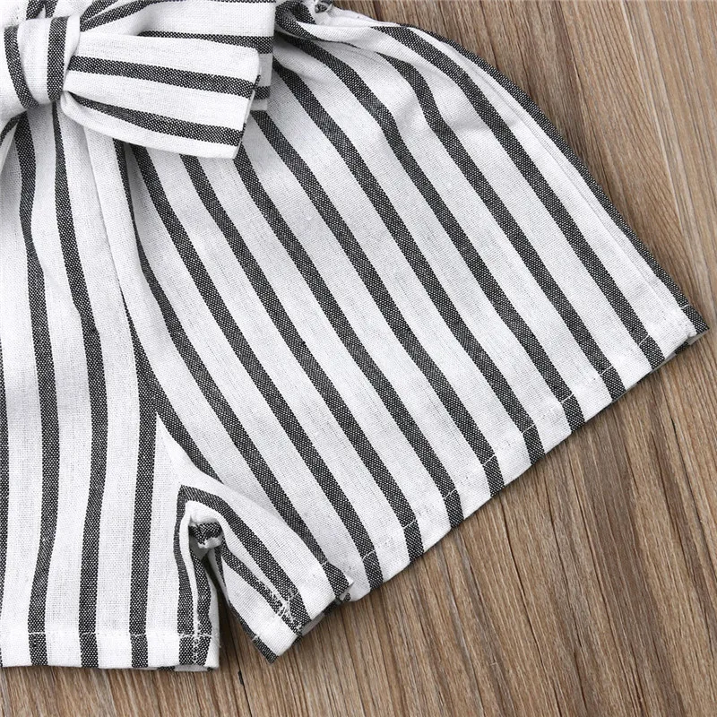 Summer Infant Baby Girl Striped Romper Clothes Sleeveless V-Neck Strap Jumpsuit Casual Outfit Playsuit