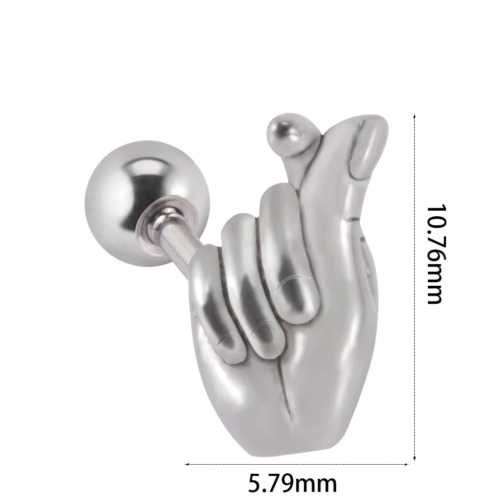 1-5PC Surgical Steel Ear Studs Cartilage Piercing Retro Leaf Gesture Posture Sword Earring Man Unisex Trendy Funk Body Jewelry image 2