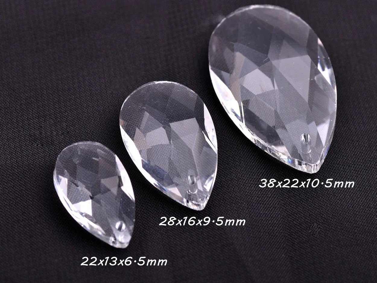 22mm 28mm 38mm Teardrop Prism Faceted Crystal Glass Loose Crafts Pendant Beads For Jewelry Making DIY Curtain Chandelier