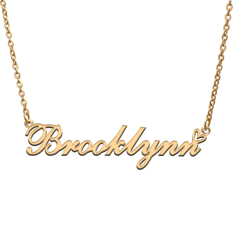 

Brooklynn Love Heart Name Necklace for Women Stainless Steel Nameplate Pendant Jewelry Femme Mother Girls Gift