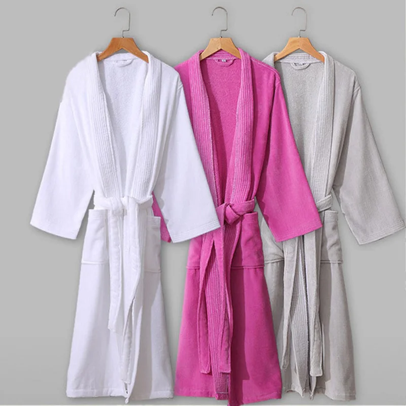 Hotel Robe 100% Cotton Toweling Robe Bath Robe For Men And Women Soft highly absorbent Robe Females Casual Ventilation Home Wear