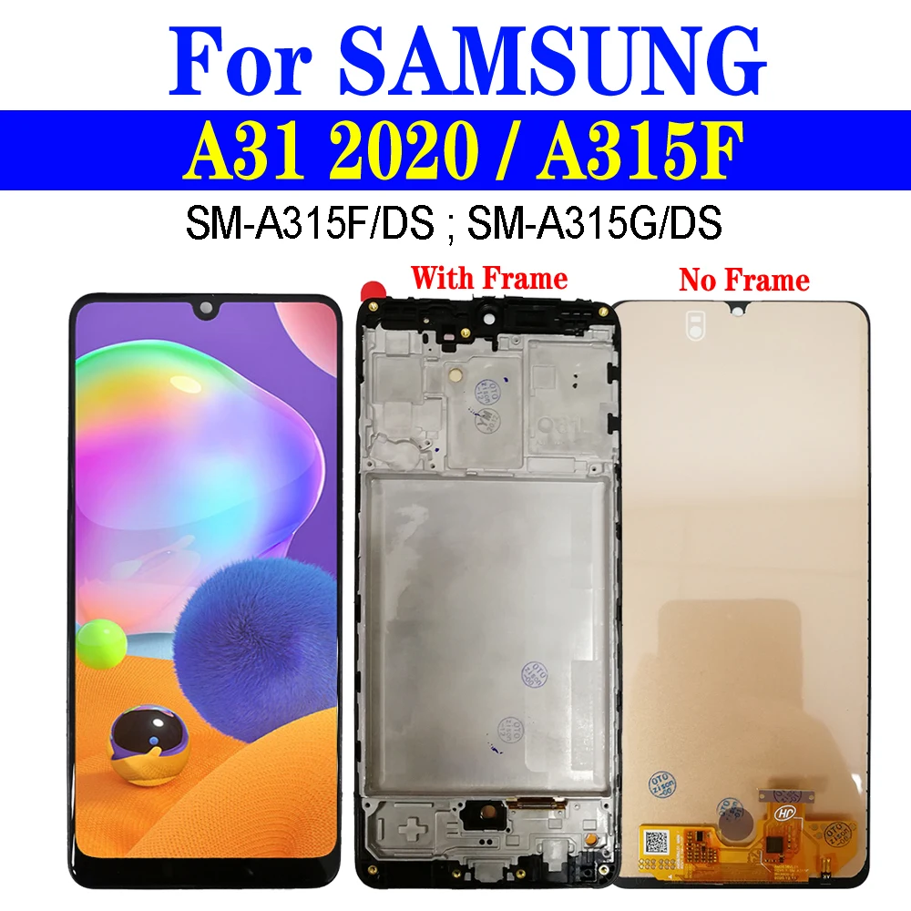 Super AMOLED A31 2020 LCD With Frame For Samsung Galaxy A315 A315F Display SM-A315F/DS A315G Screen Touch Digitizer Assembly