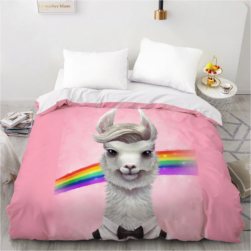 1 Pcs 3D Printed Cartoon Pink Alpaca Duvet Cover 240x220 King Size Printing NO Pillowcases And NO Sheets Home Textiles Comforter