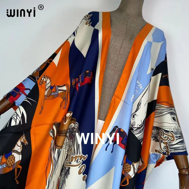 2021winyi Africa Summer Women Cardigan فستان زهري  robe femme beah sexcy Boho Maxi African Holiday Batwing Sleeve TWILL Robe