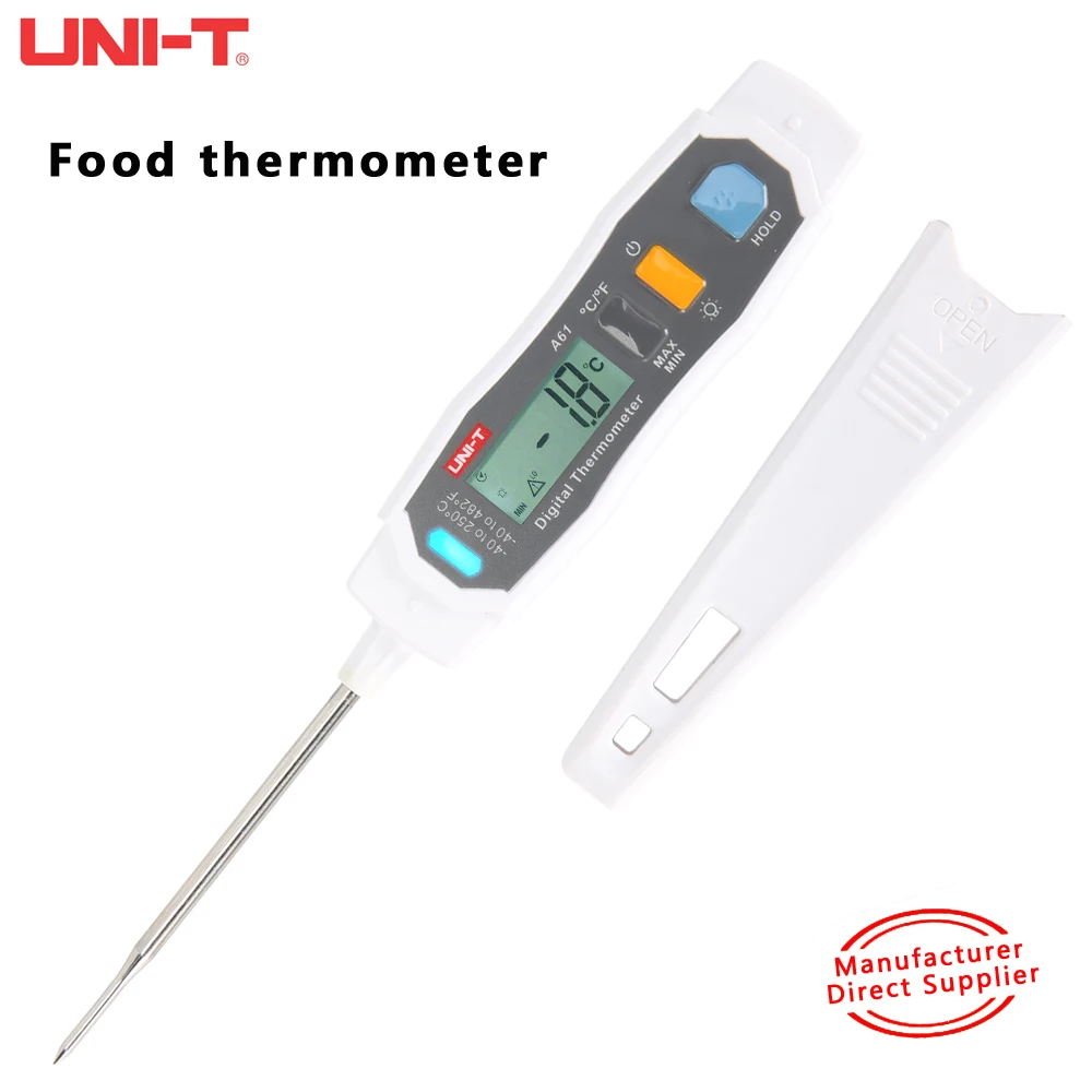 

UNI-T A61 Digital Food Thermometer Cake Candy Fried BBQ Food Meat Temperature Household Thermometer Long Probe