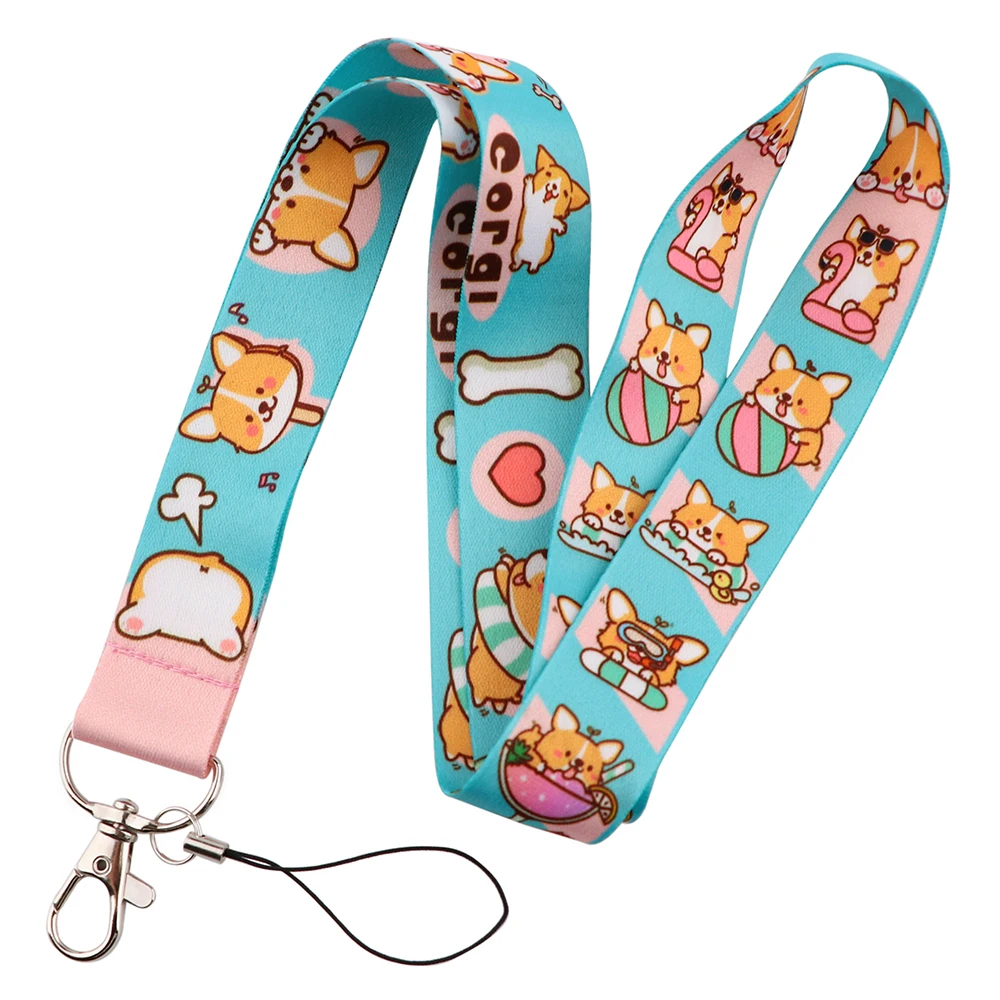 LX979 Cute Corgi Lanyard Shiba Inu Dogs Phone Straps Neck Keychain For ID Card Badge Holder Neck Strap Phone Cord Accessories