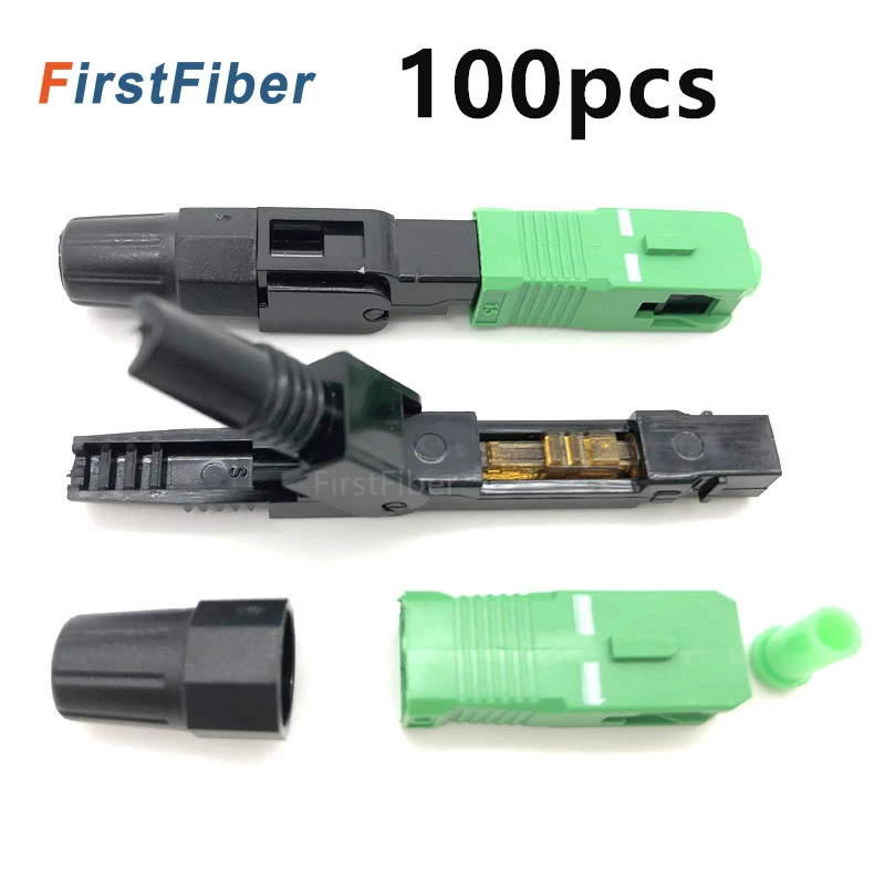 SC APC Fast Connector Embedded SC adapter 100pcs FTTH SC APC Connector support 0.9mm 2.0mm 3.0mm FTTH Flat Cable Fast/Quick