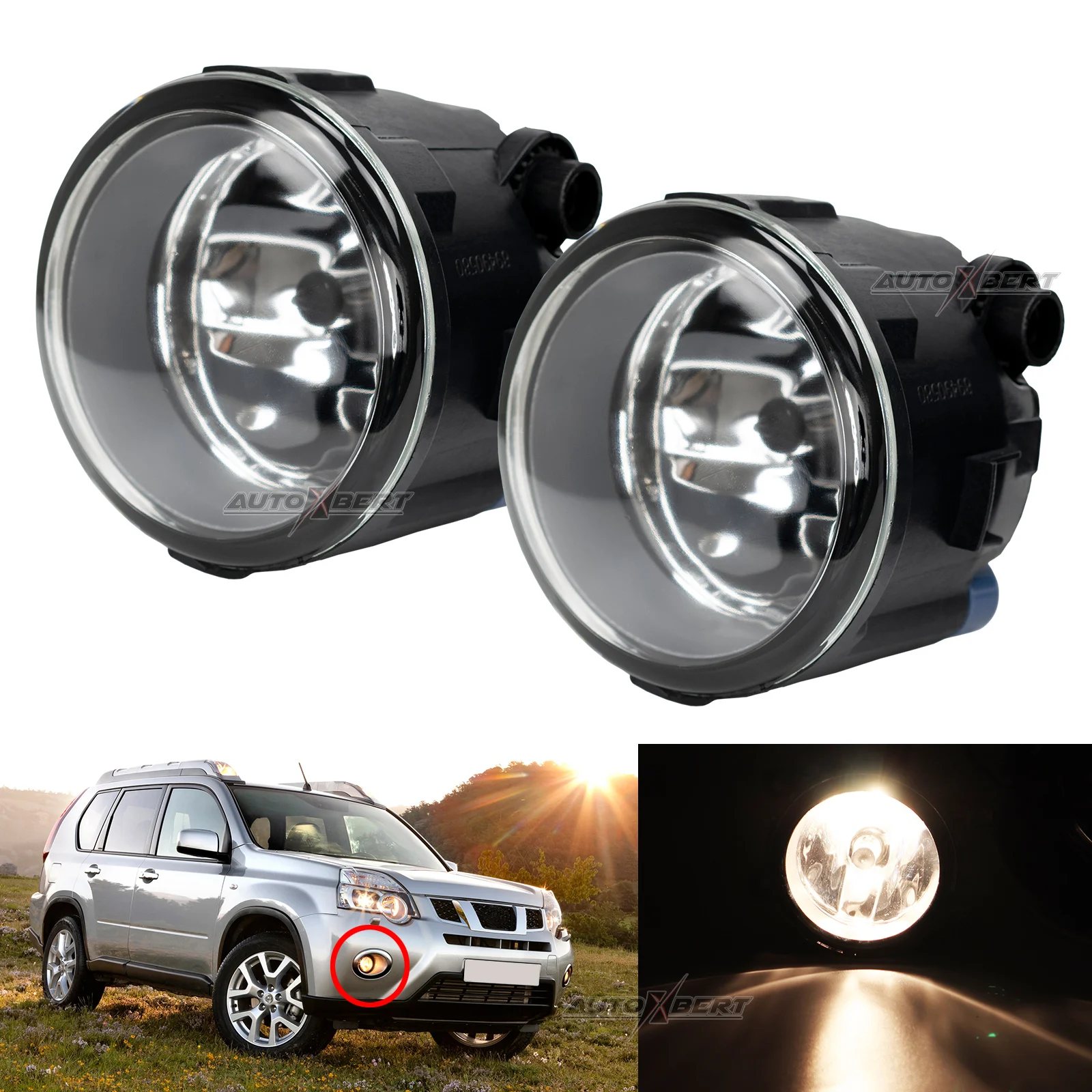 2PCS 55W 12V H11 Halogen Front Fog Light Assembly For Nissan X-Trail T31 Tiida Cube Juke Note Rogue Versa Murano Quest Patrol 3