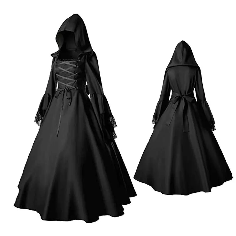 Nowa moda damska Vintage Celtic z długim rękawem średniowieczna sukienka piętro długość renesansowy Gothic Cosplay kostium na Halloween sukienka