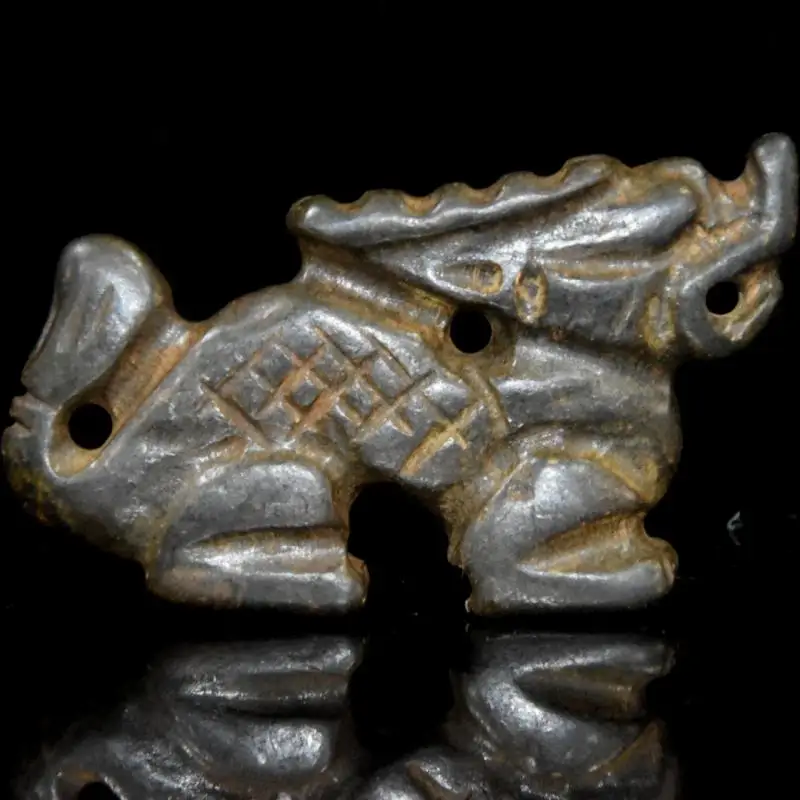 China Tibet Hongshan Culture Natural Meteorite Iron Stone Carved Golden Cicada Decoration Statues  Ornaments Amulet Mascot
