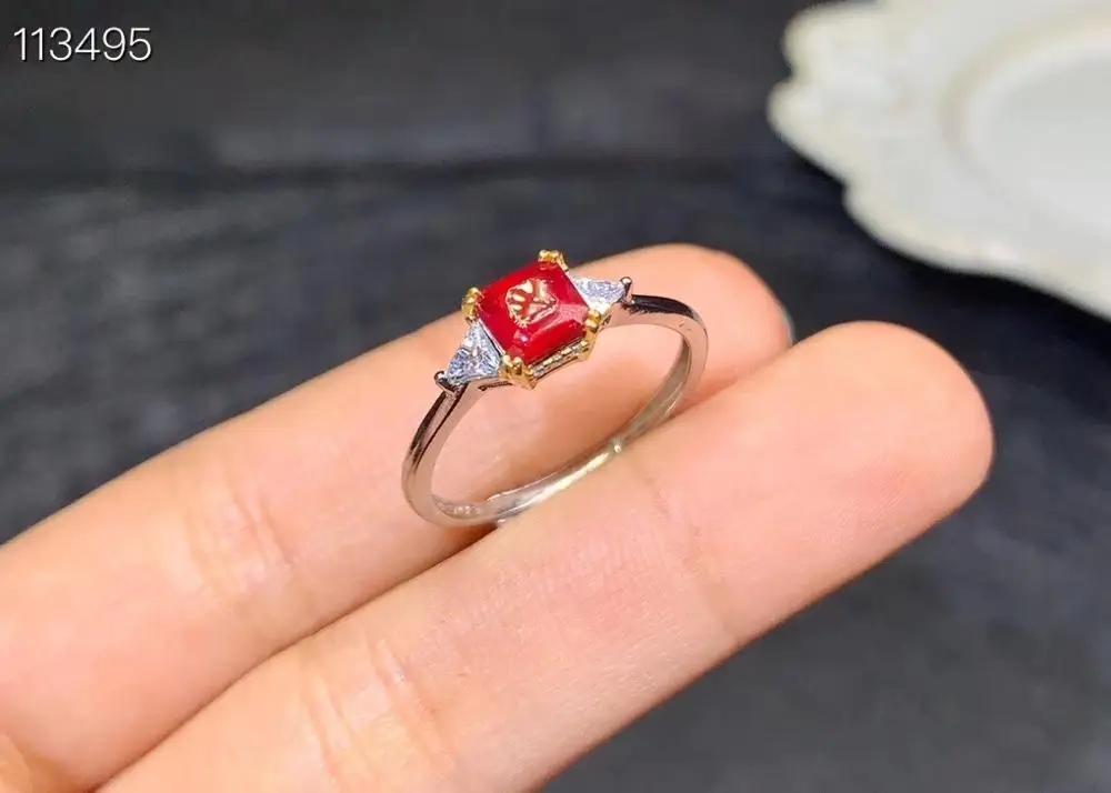 KJJEAXCMY fine jewelry 925 sterling silver inlaid natural adjustable ruby new Female  Girl Miss Woman  ring lovely