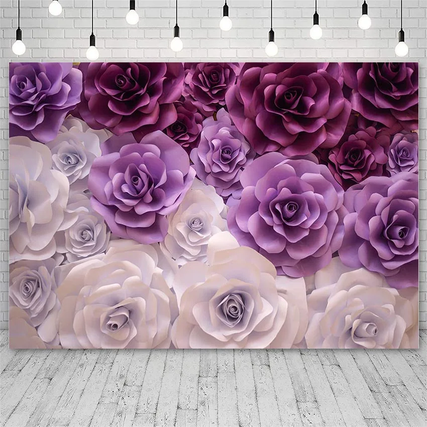 Avezano Photo Backdrop Birthday Party Purple Flower Wedding Woman Decoration Banner Background Photophone Photo Studio Photozone