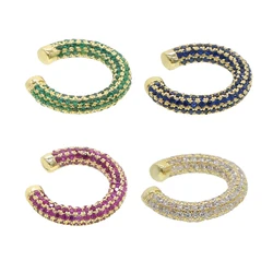 2025 High Quality Pave Rainbow Cz Colorful Cubic Zirconia No Piercing Clip Earrings for Women Girls 1 Piece Ear Cuff