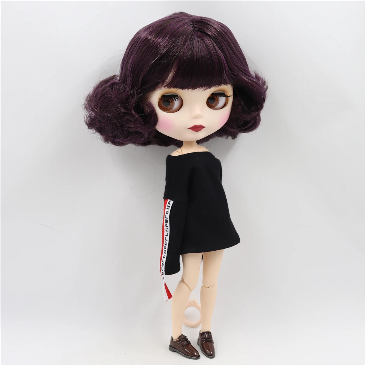 ICY DBS Blyth Doll bjd black mix purple hair joint body matte face 30cm 1/6 toy anime girls gift