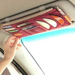 Universal Car Sun Visor Organizer Multi-Pocket CD/Card Holder Hanging Storage Pouch for Car Accessories