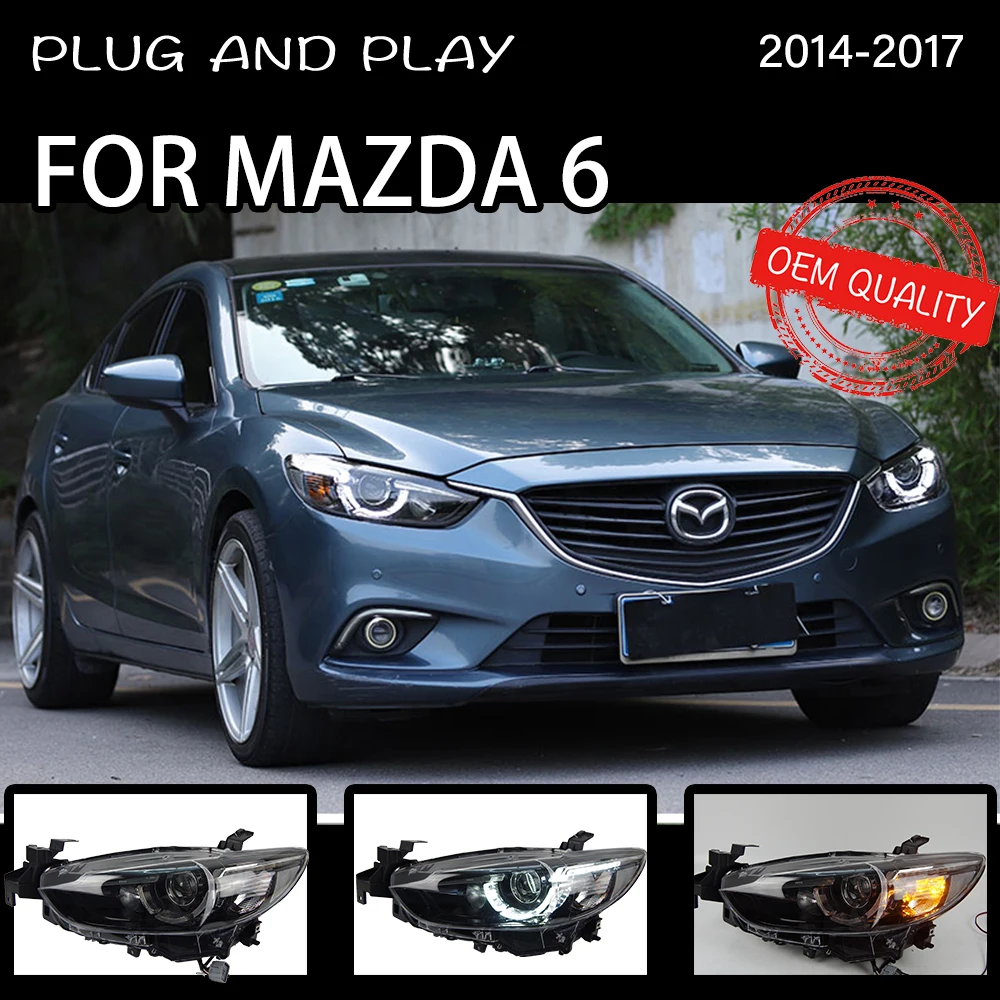 Head Lamp For Mazda 6 2013-2017 Headlights Fog Lights Daytime Running Lights DRL H7 LED Bi Xenon Bulb Atenza Car Accessories