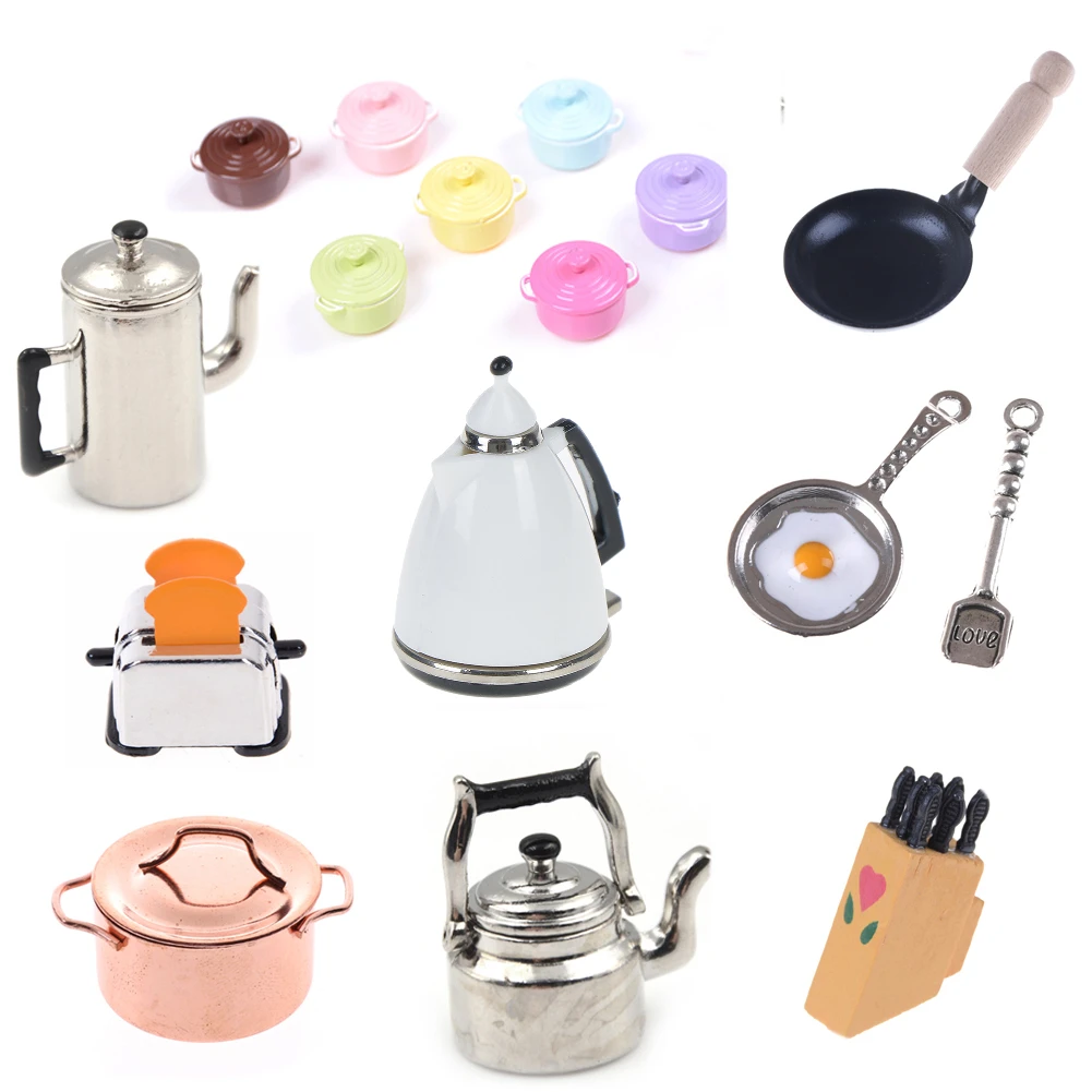 Mini tableware For 1:12 Dollhouse Miniature figure fork pot Kitchen set food toys accessories dolls Pretend Play Toys