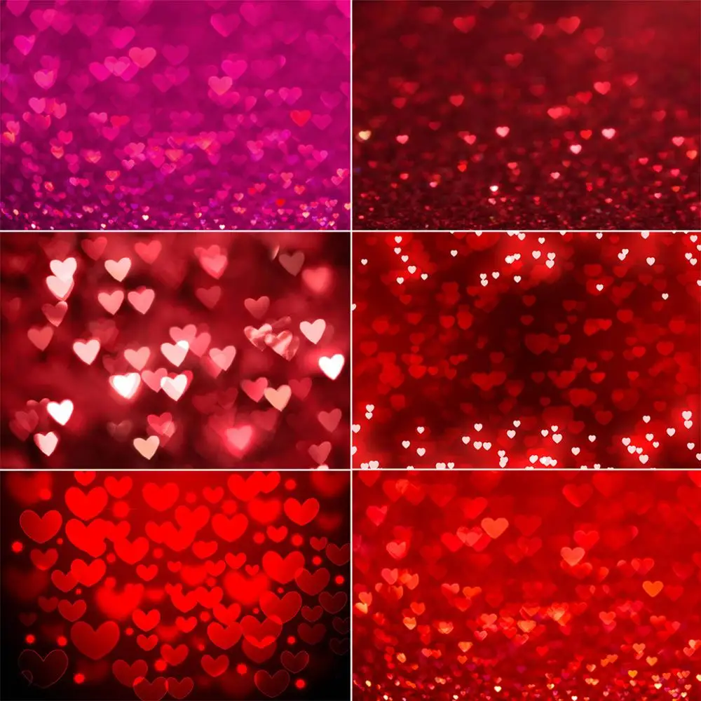 Mocsicka Valentine's Day Red Love Hearts Light Bokeh Photography Background Wedding Romantic Backdrop Art Portrait Photo Studio