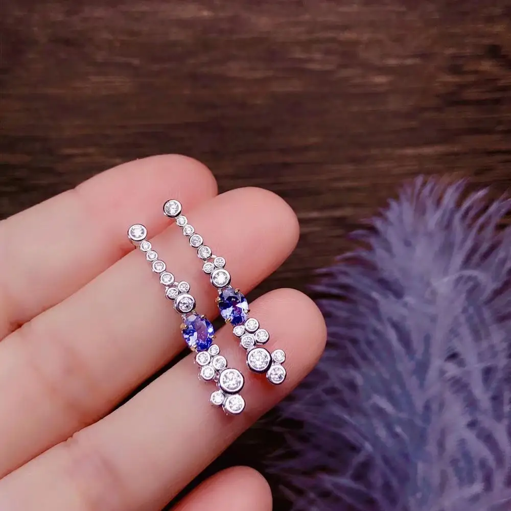 

100% New Coming Fashion Earring Natural and Real Tanzanite earring 25 sterling silver Earring