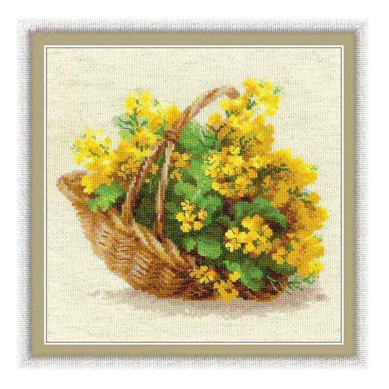 Cross Stitch Kit Floral Basket of Butter Cauliflower 11CT Printed Cloth Material Package Chinese Hand Embroidery