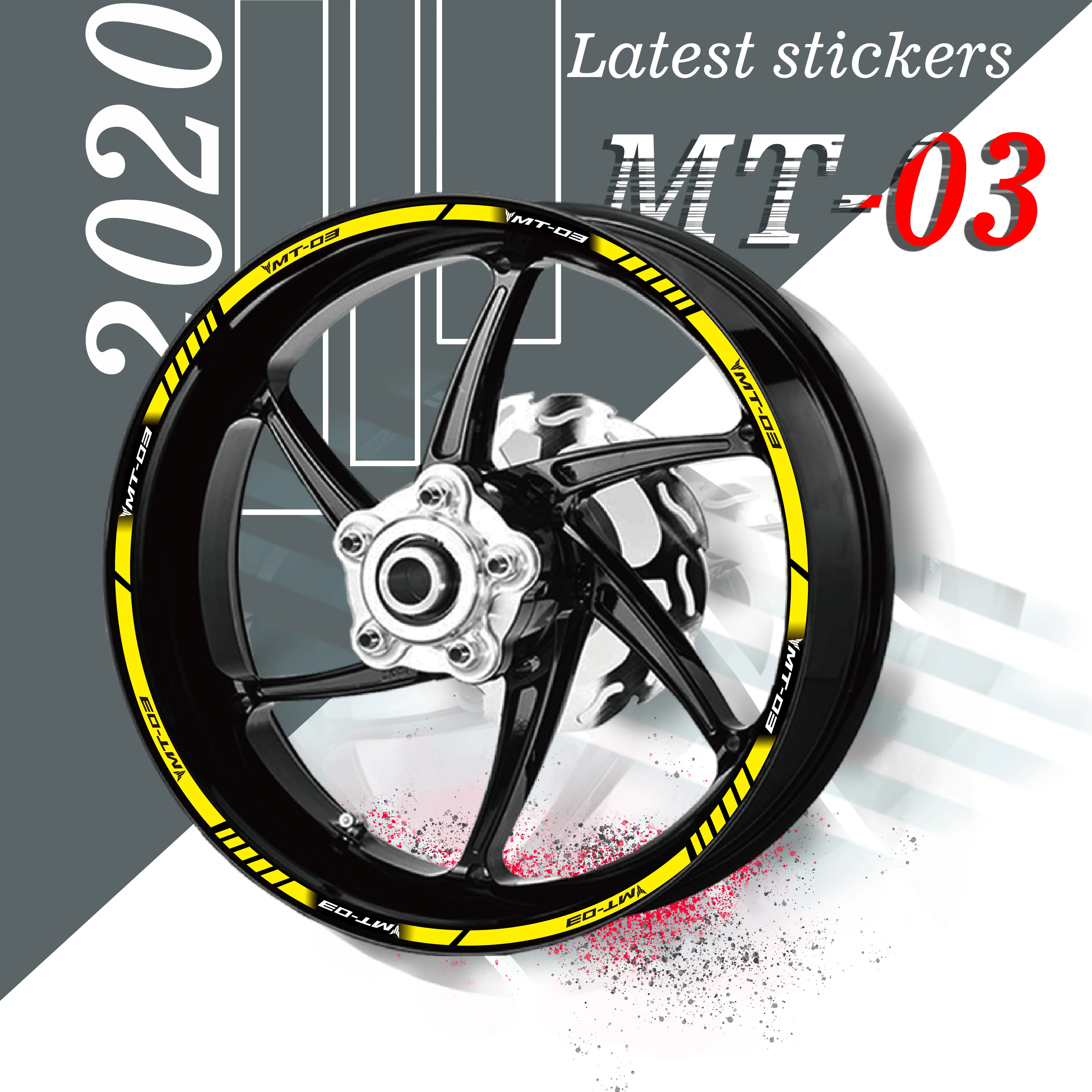 

New product promotion Motorcycle Front and rear wheels tire stickers wheel reflective decals For YAMAHA MT-03 MT03 mt03