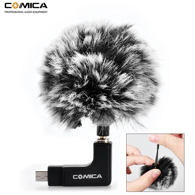 Comica Wind Muff CVM-MF1 Outdoor Furry Microphone Windscreen Deadcat for Clip on Lavalier Lapel Microphone(3 Pack)