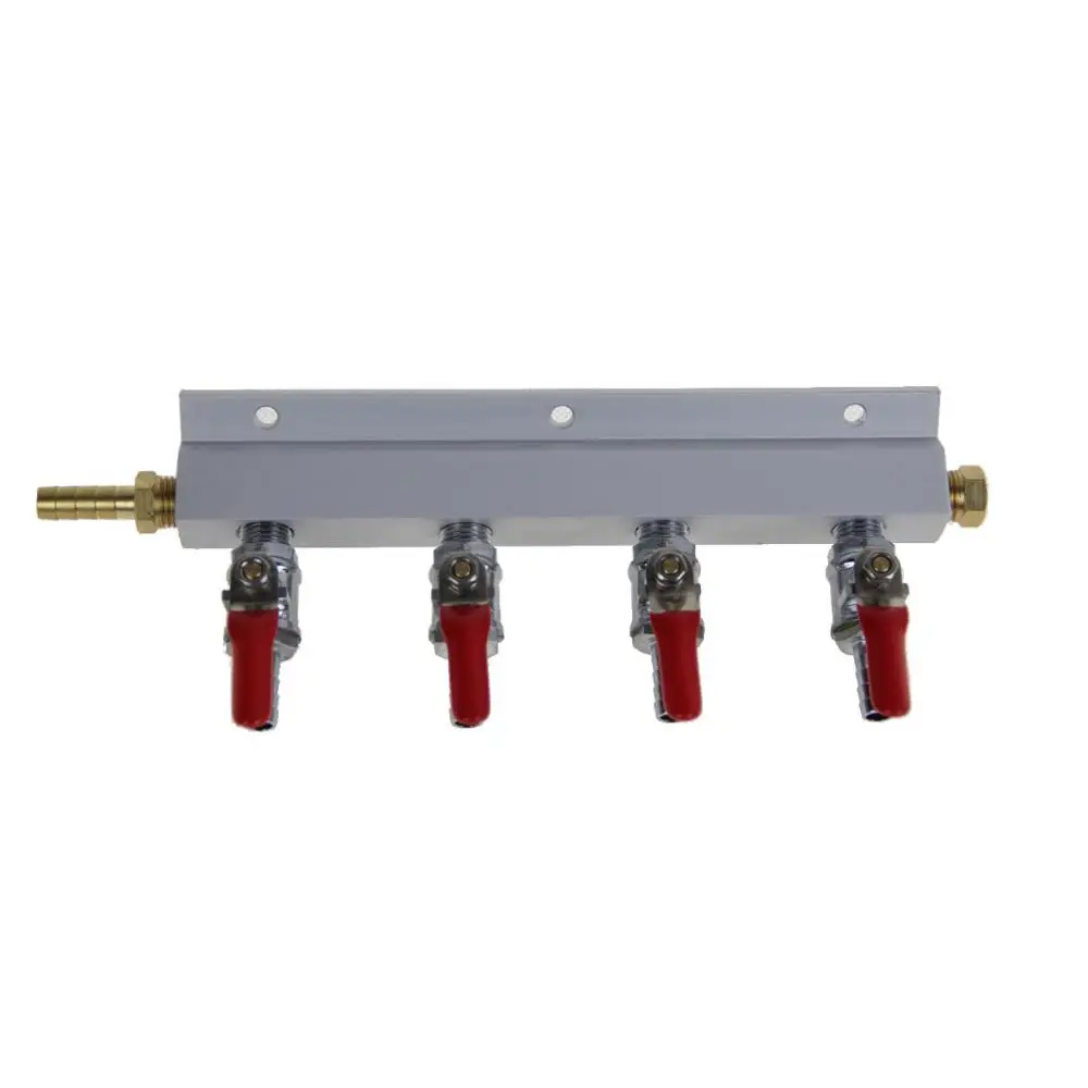 KegLand Gas Line Splitter 4 Output / 4 Way Manifold with Check Valve (5/16Inch, 8mm Barb) US Standard