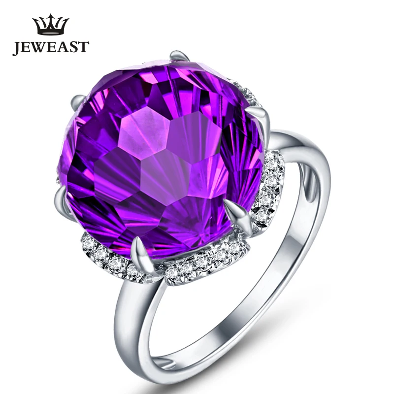 SLFD Natural Amethyst 18K Pure Gold 2023 New Hot Selling Top Ring Women Heart Shape Ring  For Ladies  Woman Genuine Jewelry