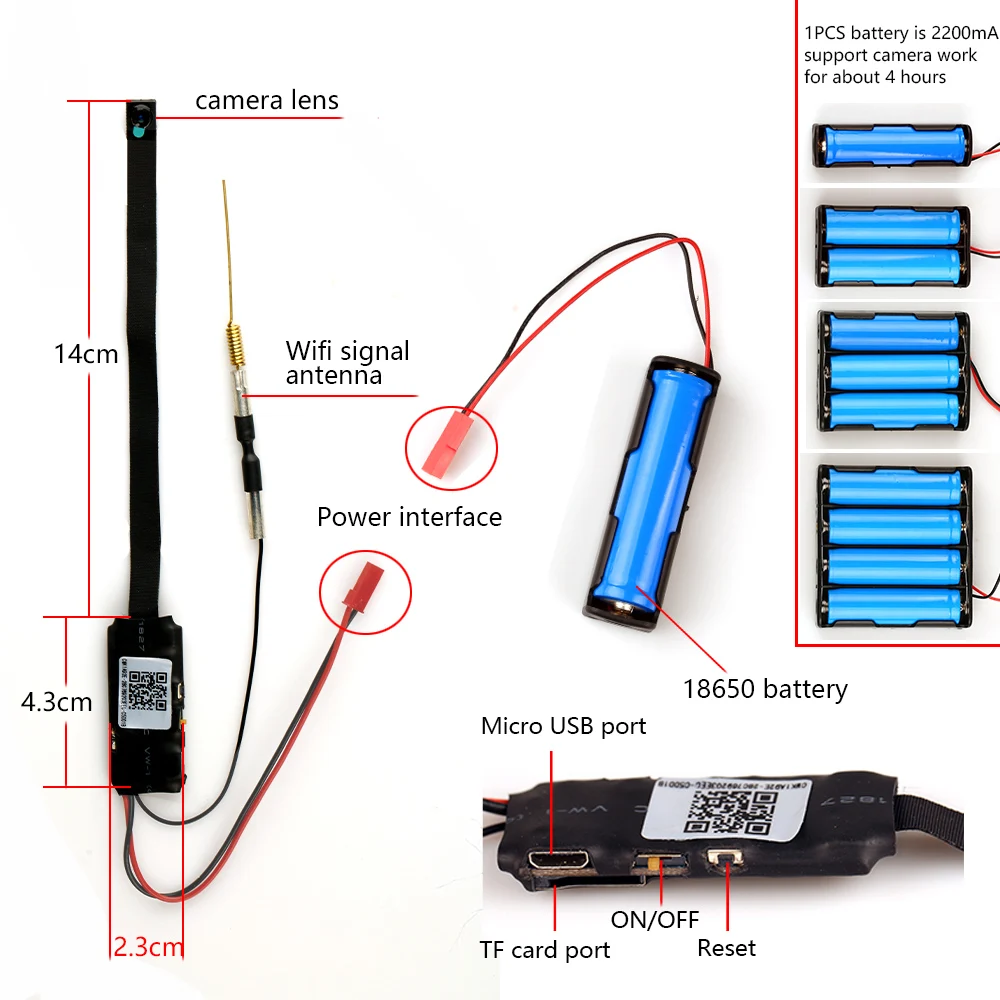 كاميرا فيديو صغيرة P2P IP Full HD 1080P ، كاميرا فيديو مرنة مع شبكة ، كشف الحركة ، دعم بطاقة TF