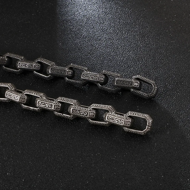 KALEN Punk Matte Link Chain Bracelet Men Stainless Steel 22.5cm Long Chunky Ancient Symbol Charm Pulsera Male Jewellry 2020