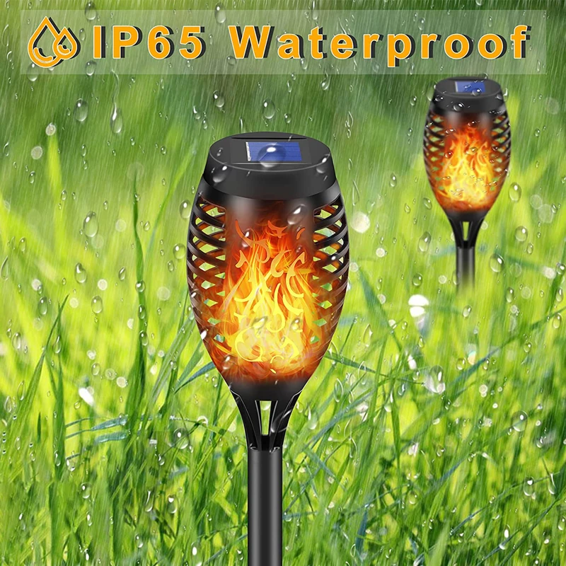 12 LED Solar Flame Torch Light Flickering Light Waterproof Landscape   Outdoor Lawn Path Yard Patio Floor Lamp Garden Decoration