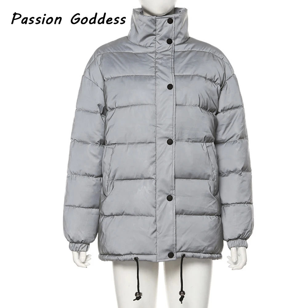 Inverno feminino reflexivo longo parkas para baixo grosso oversize outcoats legal bling luminosa com capuz jaqueta chaquetas mujer invierno