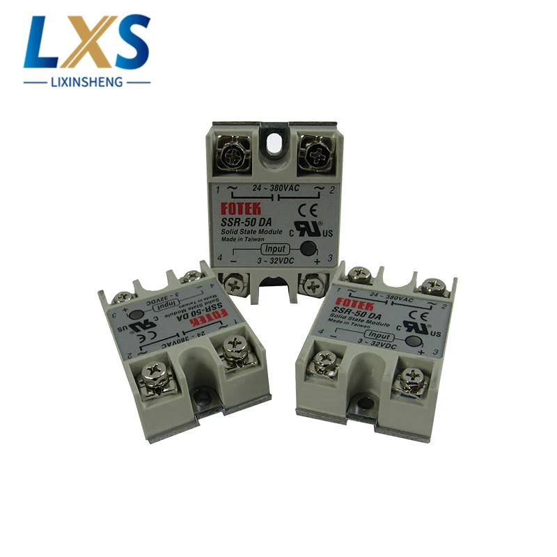 مرحل صناعي SSR-50DA 50Amp 3 ~ 32VDC إلى 24 ~ 380VAC مرحلة واحدة DC-AC SSR مرحل الحالة الصلبة