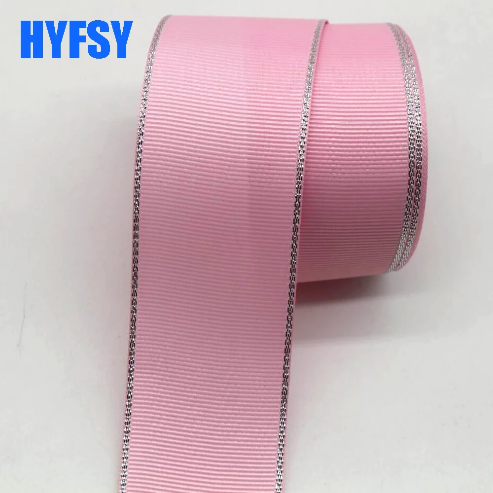 10 Yards10MM16MM25MM38MM Silver Edge Ribbon DIY Handmade Materials Gift Wrap Wedding New Year Decoration Grosgrain For Crafts