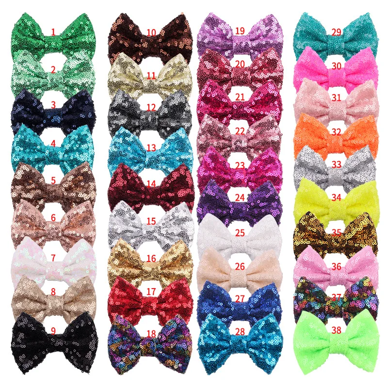 38 pcs/lot , Large Sequin Bows 4 inch Bows For DIY Wedding or Hair Accessories