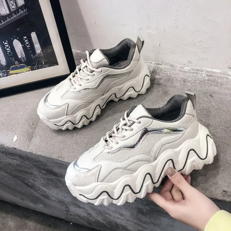 Women's New Style Student's All-match Wavy Shoes Platform Platform Sneakers