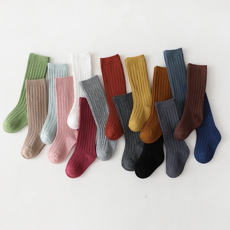 Spainish Kids Casual Socks Boys Girls Cotton Sock Knee High Breathable Stripe Baby Long Tube Socks Children School Uniform Socks