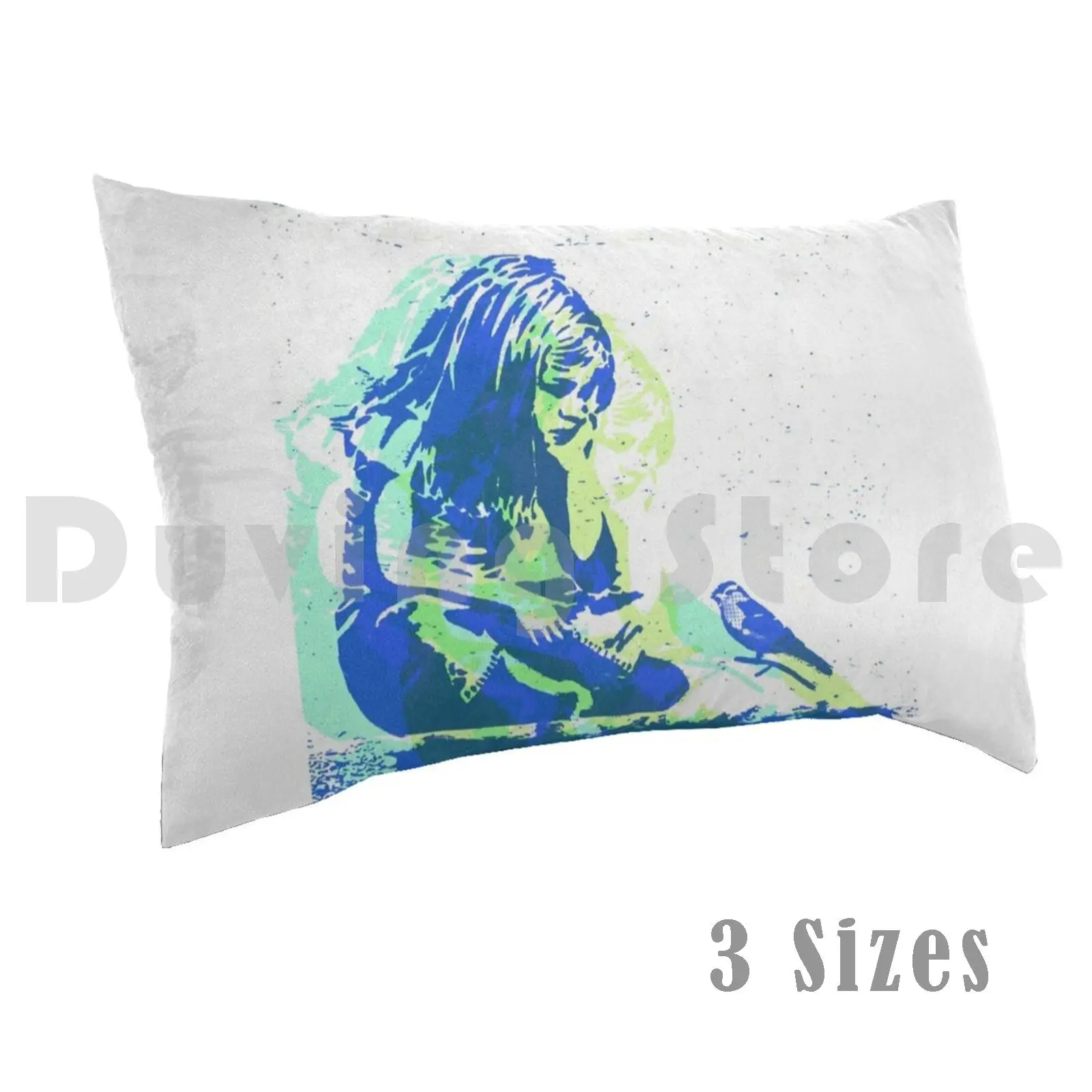 Pillow Case Banksy Girl Observing Blue Bird 1031 Banksy Girls Blue Bird Street Art Graffiti